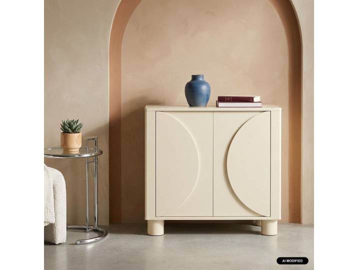 Buffet décor bois beige 2 portes 80cm