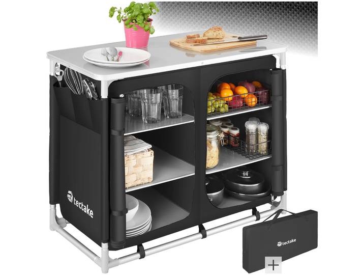 Cuisine de camping en aluminium 97 x 47,5 x 78 cm - noir