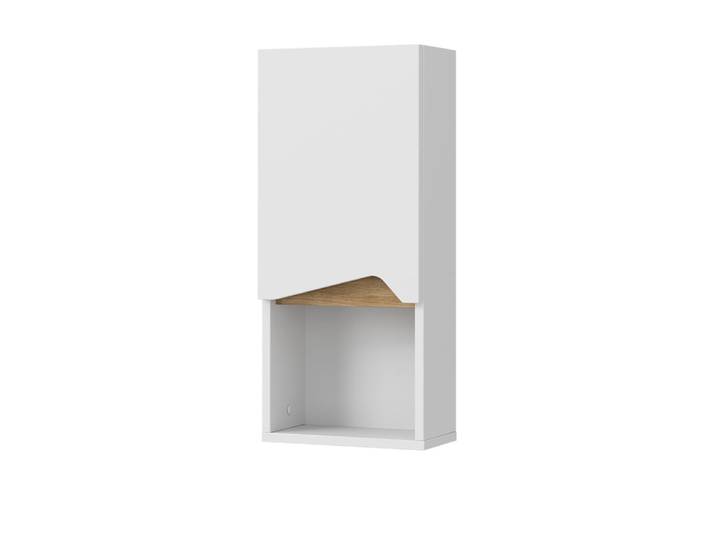 Armoire murale avec porte et compartiment ouvert, blanc 30 x 67cm