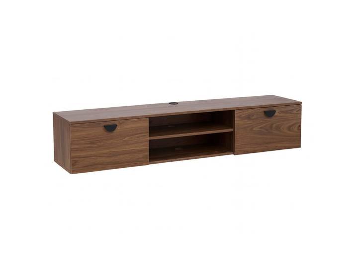 Meuble tv suspendu 160 cm industriel bois foncé