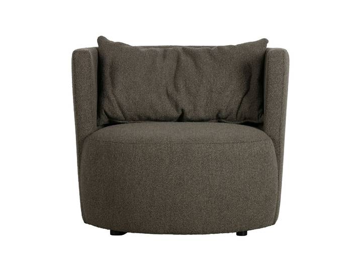Fauteuil en tissu marron, pivotant, relax, rond, assise ferme - V