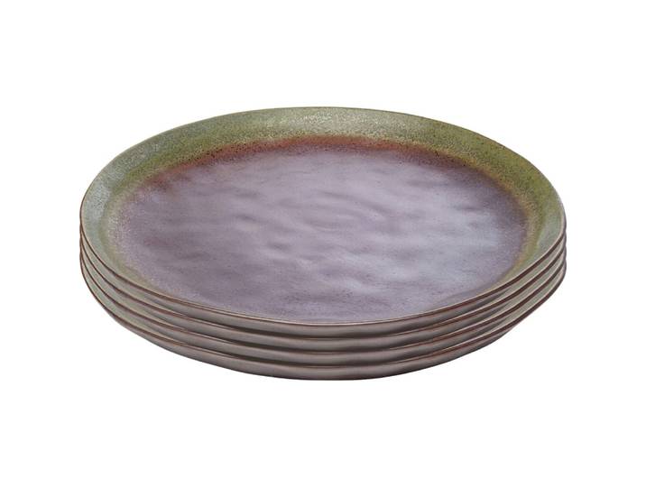 Assiette plate en faïence violette et verte d27 - lot de 4