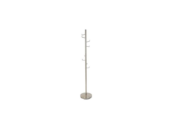 Porte manteau en métal argenté, 8 crochets, socle rond - White La