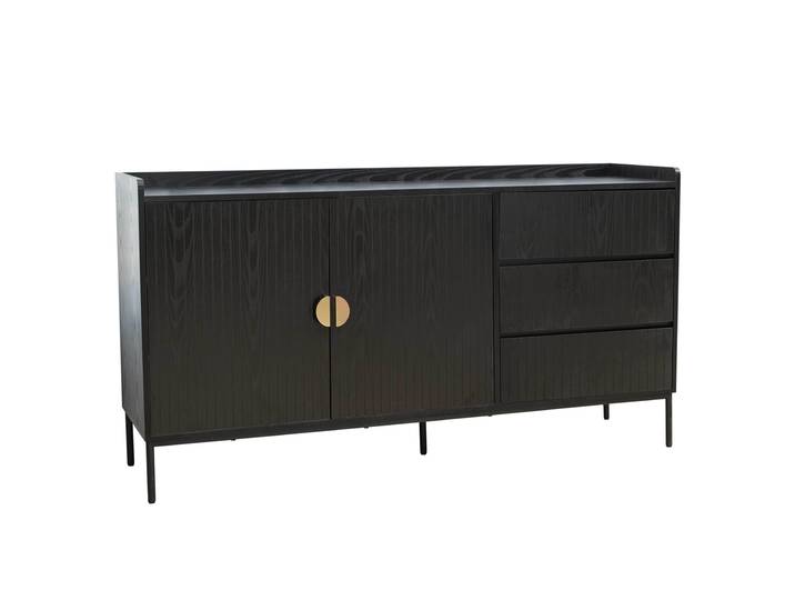 Oviala - Buffet 2 portes 3 tiroirs effet lattes 150 cm
