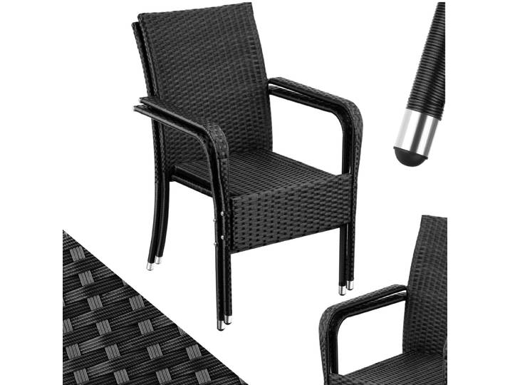 Chaise en résine tressée GIRONA avec une capacité de charge de 120 kg - Lot de 2