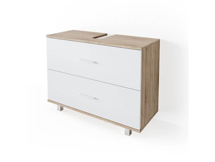 Meuble sous vasque simple 80x60.8cm, blanc/sonoma