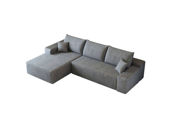 Canapé d'angle compressé en tissu gris avec méridienne 270 cm