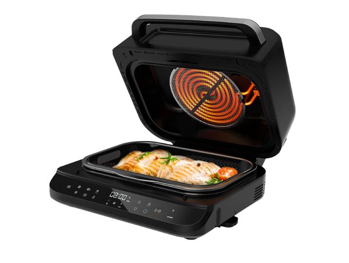 Cecotec Friteuse sans huile et gril 2400 W – Cecofry FireDome 6000, friteuse sans huile et gril électrique d’intérieur, 6 modes de cuisson, 4 niveaux de gril