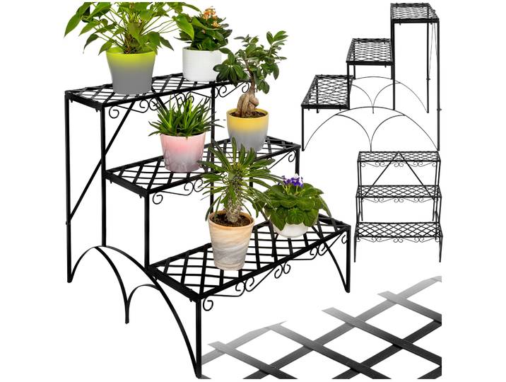 Etagère pour plantes droite 3 niveaux - noir
