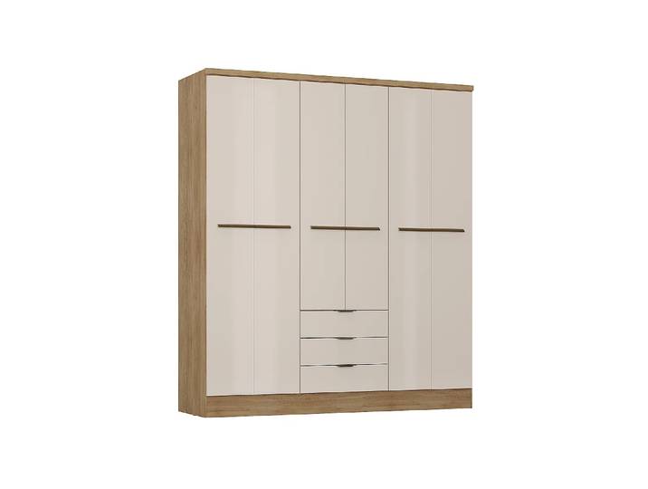 Armoire 6 portes et 3 tiroirs - L180 cm - Coloris : Beige et naturel - PEROLI