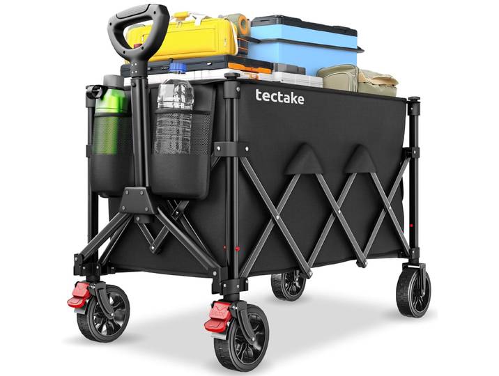 Chariot pliable ROLLRIDER avec poignée télescopique et roues profilées - 120 L