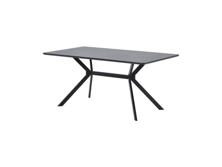 Table à manger en acier noir, plateau MDF noir mat, 6 places, rec
