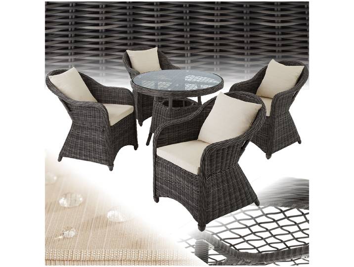 Ensemble de salon en rotin et aluminium Zurich 4+1 - gris