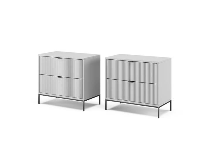 Lot de 2 tables de chevet gris, 66 x 60cm