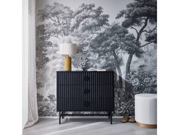 Commode 3 tiroirs effet bois rainuré noir