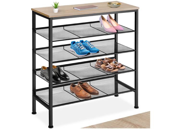 Étagère à chaussures BOURNEMOUTH 75,5x30,5x85,5cm - Bois clair industriel, Chêne Sonoma