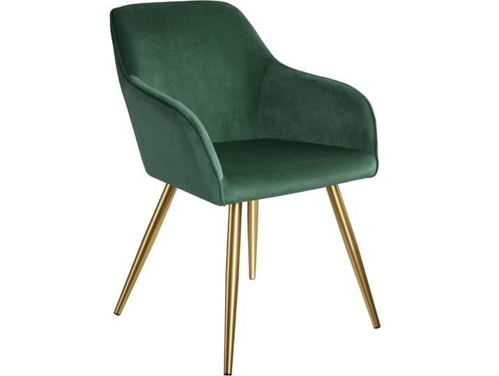 Chaise rembourrée polyuréthane dossier ergonomique vert foncé/or