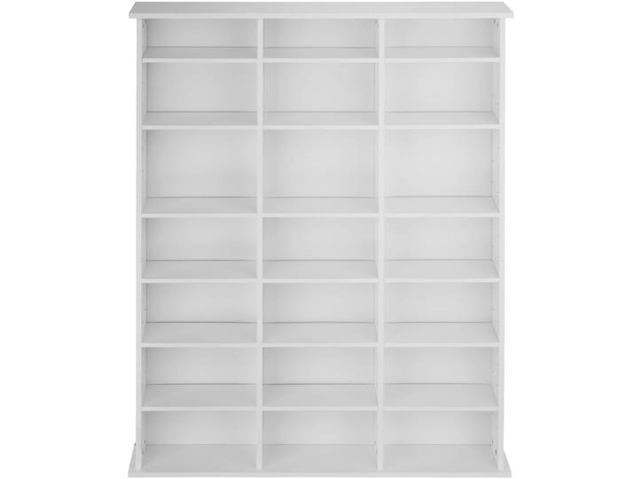 Étagère dvd cd panneau de fibres réglable 105,5x19x136,5cm blanc mat