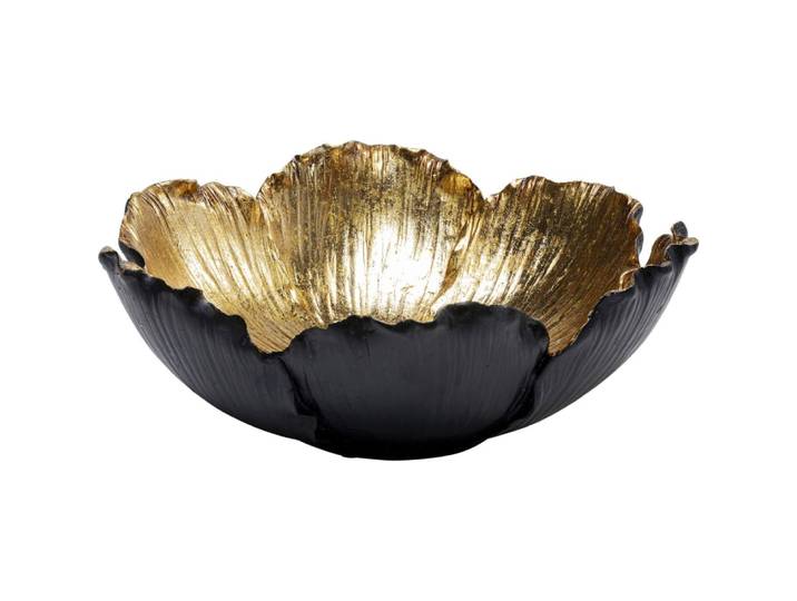 Coupe fleur en polyrésine noire et dorée d25