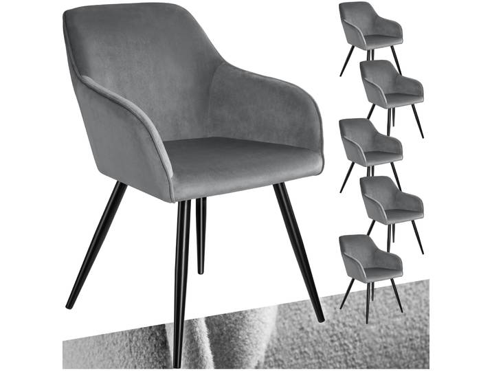 Chaise MARILYN Effet Velours Style Scandinave - gris/noir, Lot de 6