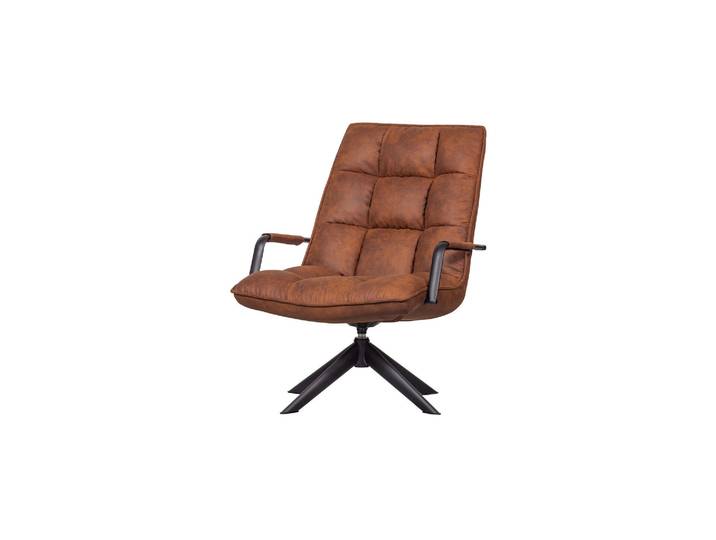 Fauteuil pivotant en simili cuir cognac Jouke