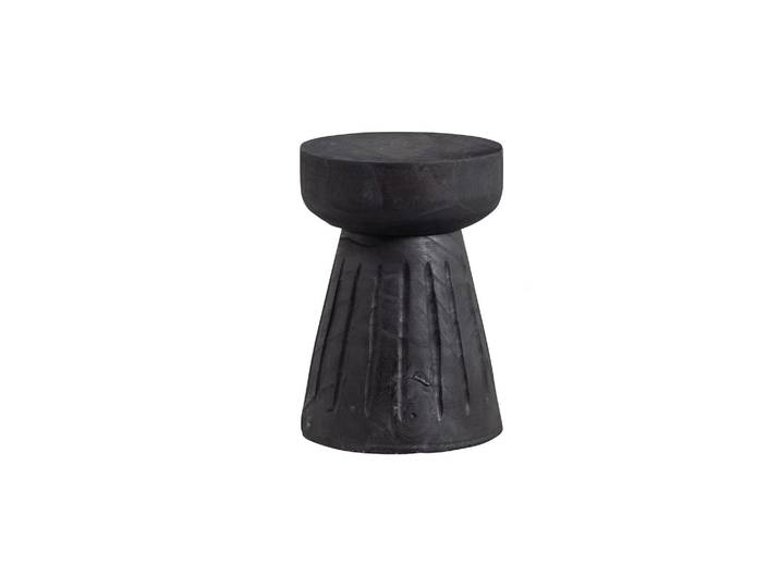 Tabouret Ø28x40 cm bois de paulownia noir Borre