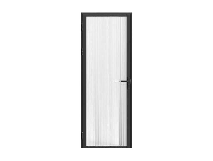 Bloc porte réversible en aluminium et verre trempé texturé - H204 x L73 cm - Noir - LOXTON