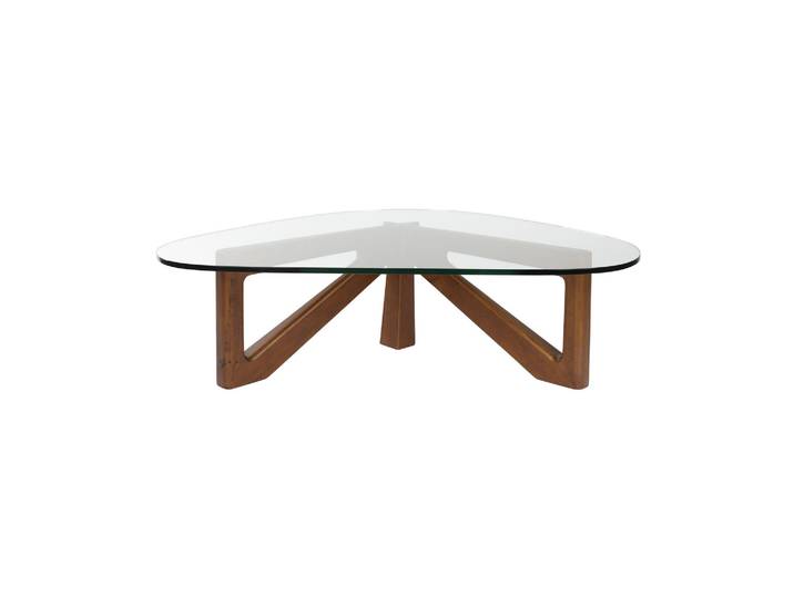 Table basse organique en verre et bois brun Norwin