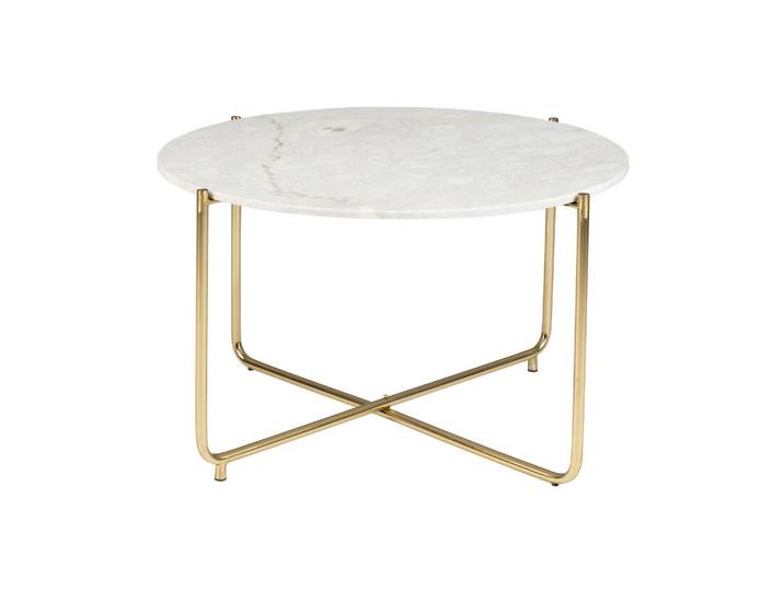 Table basse en marbre blanc, ronde, design épuré - White Label, T