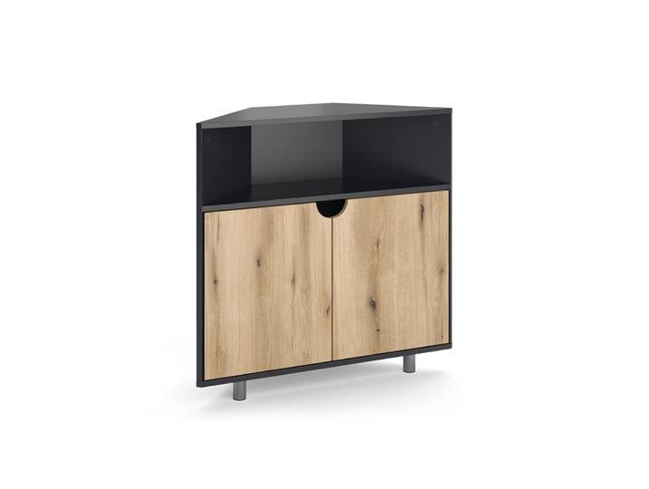 Commode avec 3 compartiments anthracite/chêne 79x76cm