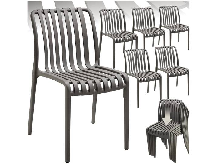 Chaises de jardin ALCUDIA résistantes aux intempéries et empilables - gris anthracite, Lot de 6