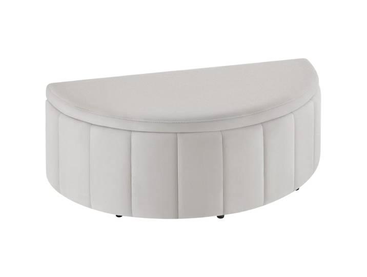 Banquette rembourrée, rangement demi-rond, velours, taupe 108x48x40cm