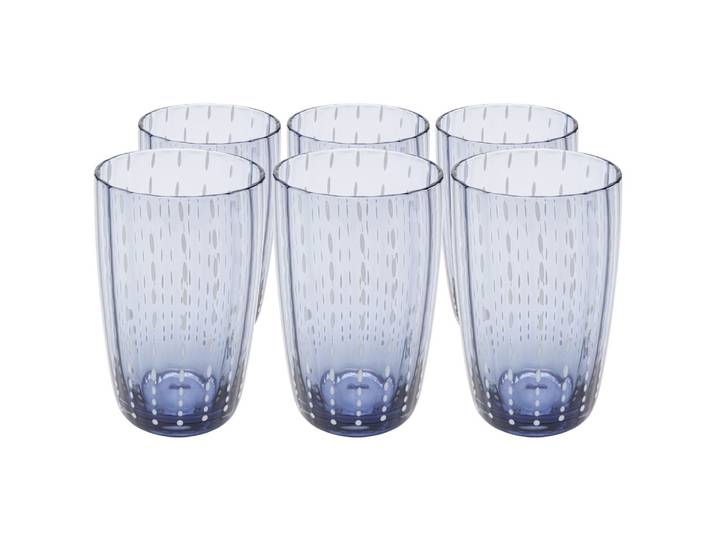 Lot de 6 - verre à eau en verre bleu
