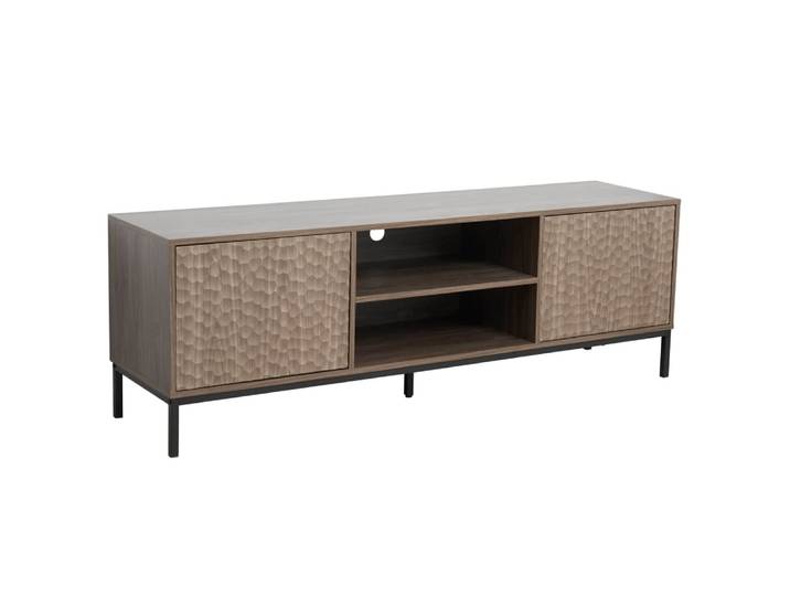 Meuble tv rectangulaire 2 portes l160 cm bois foncé