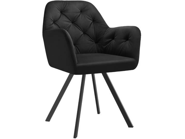 Fauteuil pivotant 180° en velours rembourré motif matelassé noir