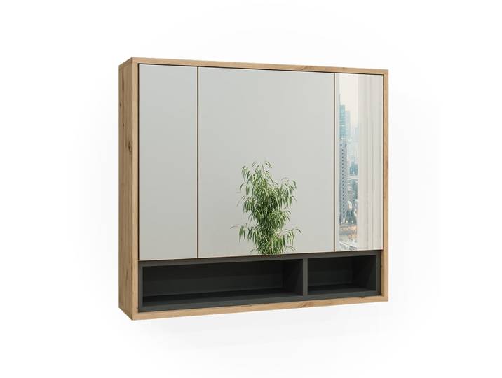 Armoire de toilette 80x72cm, chêne artisan/anthracite
