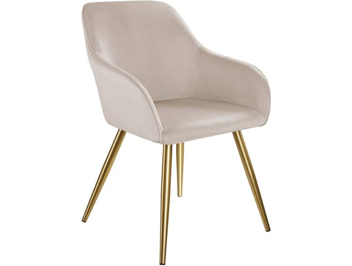 Chaise rembourrée aspect velours style scandinave taupe/or