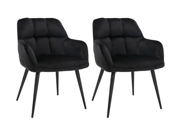 Lot de 2 chaises avec accoudoirs - Velours et métal - Noir - PEGA
