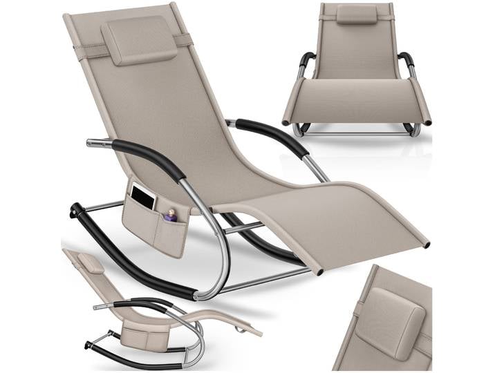 Chaise longue Taya, ergonomique, fonction de balancement - beige, par pièce