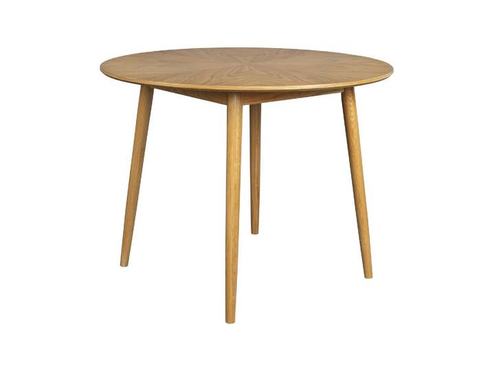 Table de repas en bois beige, ronde, 4 places - White Label, Fabi