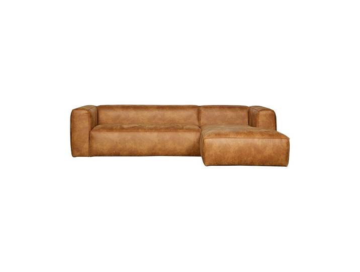 Canapé d'angle droit en tissu marron, 3 places, fixe, assise H46