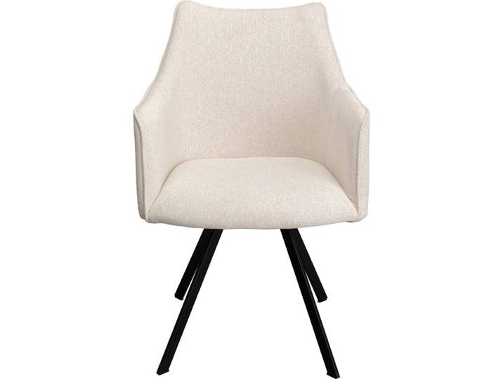 Chaise avec accoudoirs pivotante en polyester crème et hêtre noir