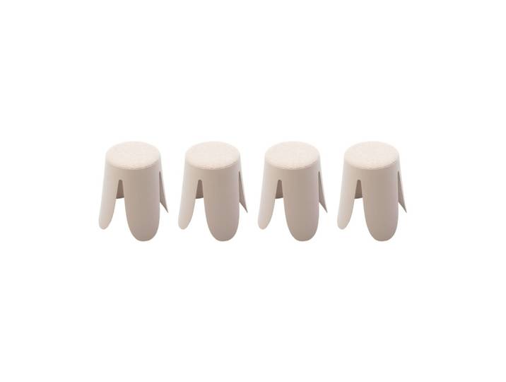 4 tabourets empilables beige, bouclette texturée