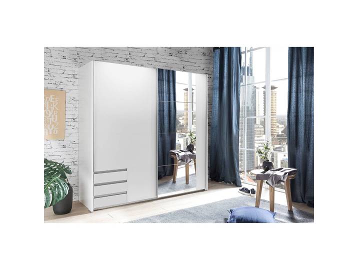 Armoire à portes coulissantes Emden 180 x 198 x 64cm Blanc/Blanc 1 miroir