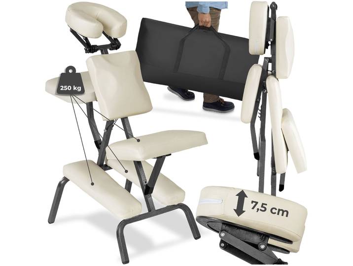 Chaise de massage, avec rembourrage épais, sac de transport - beige