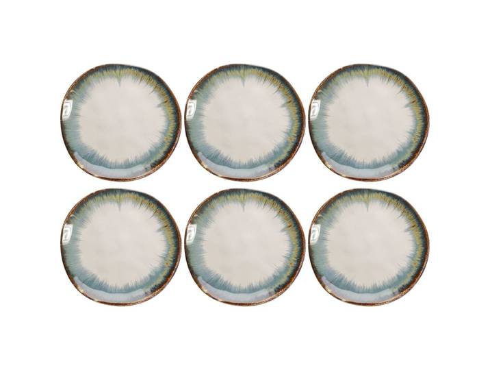 Assiette en céramique blanche et bleue d20 - lot de 6