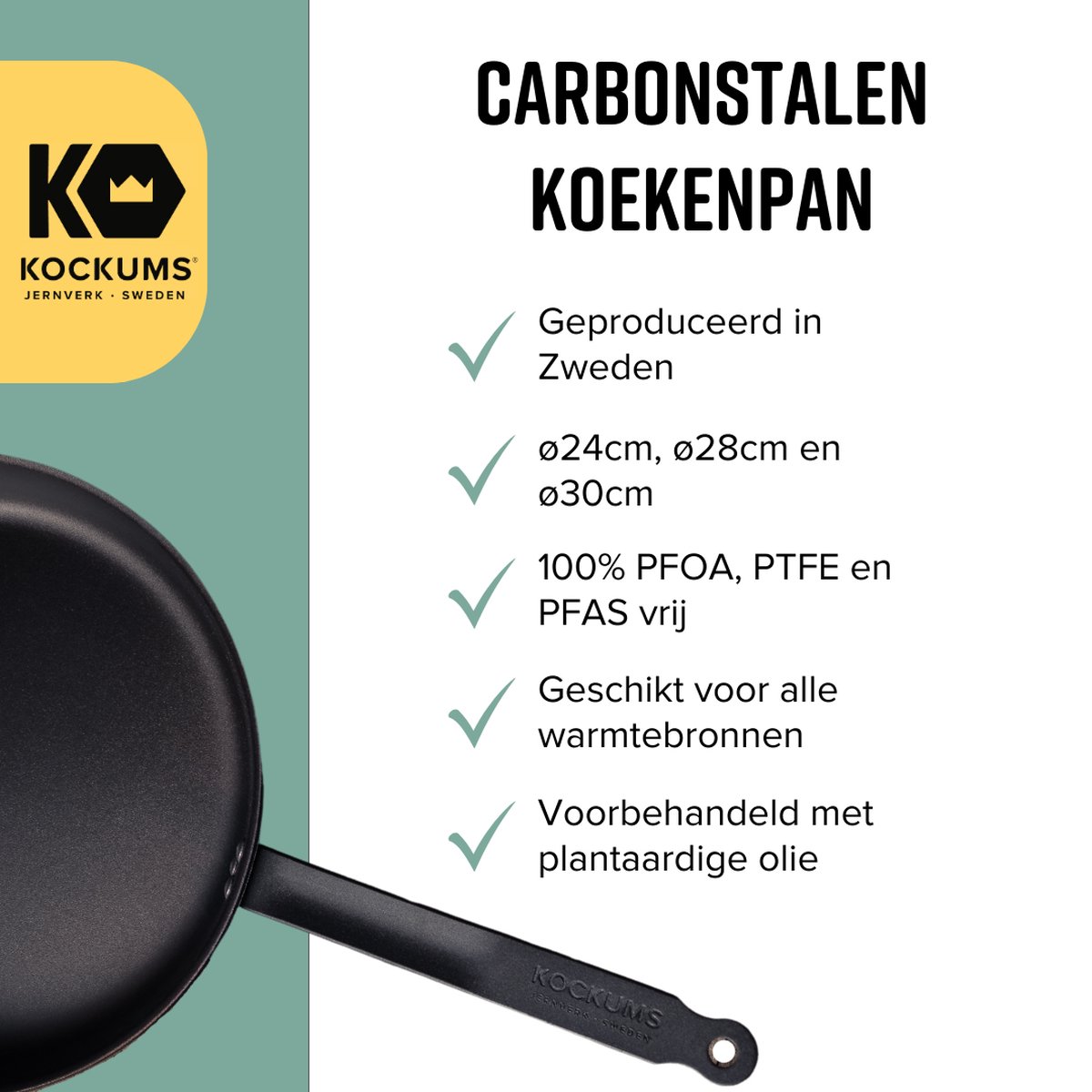 Kockums Jernverk Sartén Kockums acero al carbono 30 cm