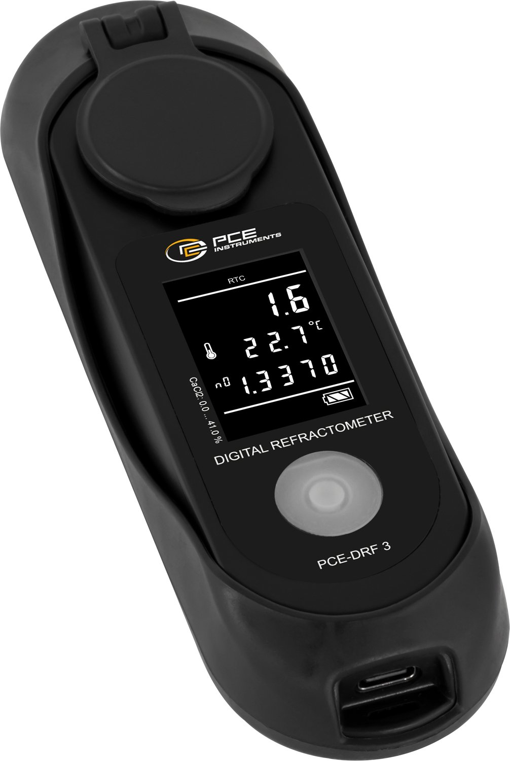 PCE Instruments Refraktometer PCE-DRF 3 Calciumchlorid 0...41%  1,3330...1,4200 nD  Brix  Temperaturkompensation  IP65