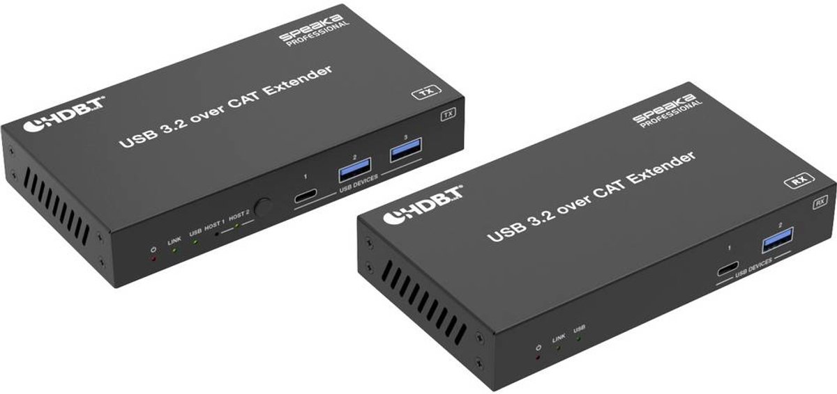 SpeaKa Professional SP-USBE-830 7+2 Port KVM-Extender über PC steuerbar Schwarz
