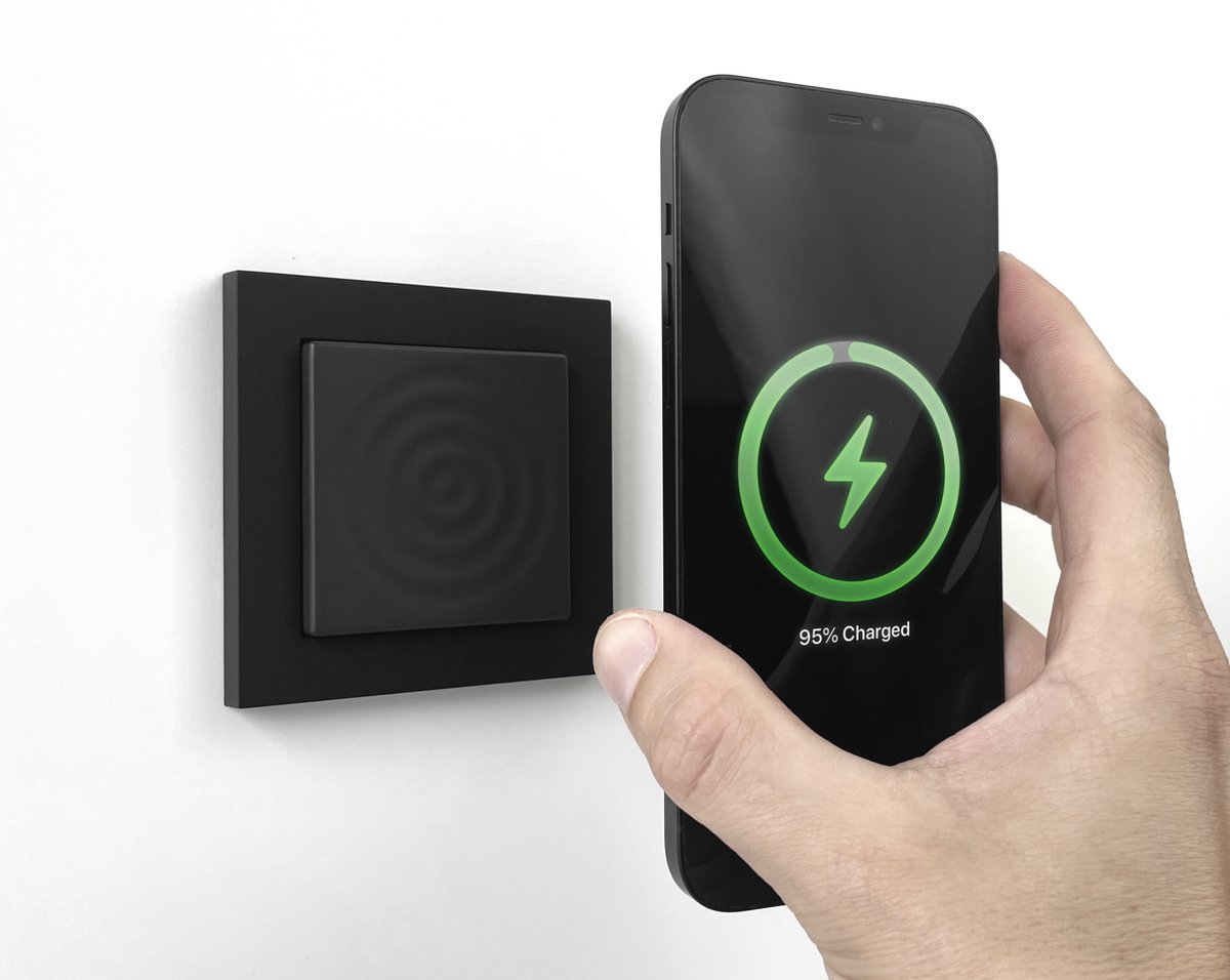 Smart Things Induktions-Ladegerät 15 W smart things WallBase 55 Magnetic Wirele WB55 b Ausgänge Induktionslade-Standard Schwarz